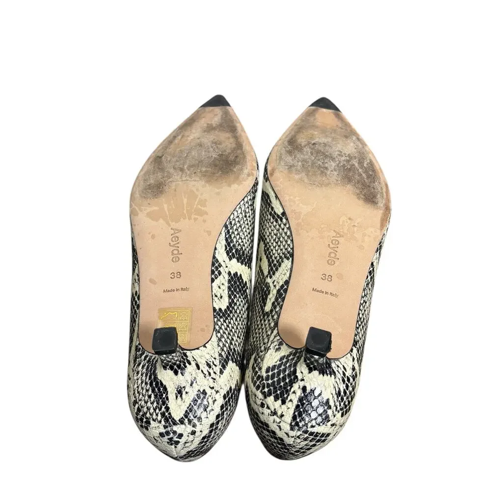 Aeyde Clara Pointed Toe Pumps Creamy Snake Size 38 8 - Picture 6 of 7